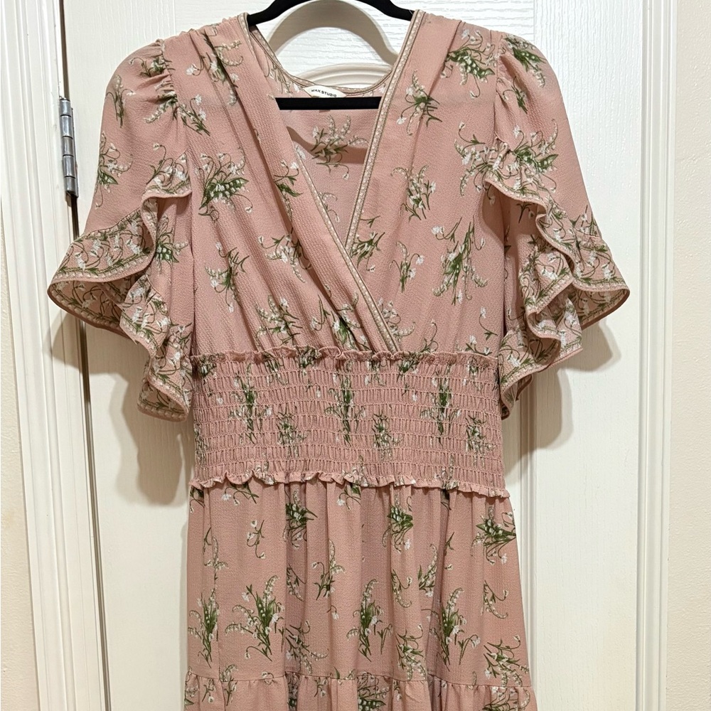 Max Studio Pink Ruffled Maxi Dress